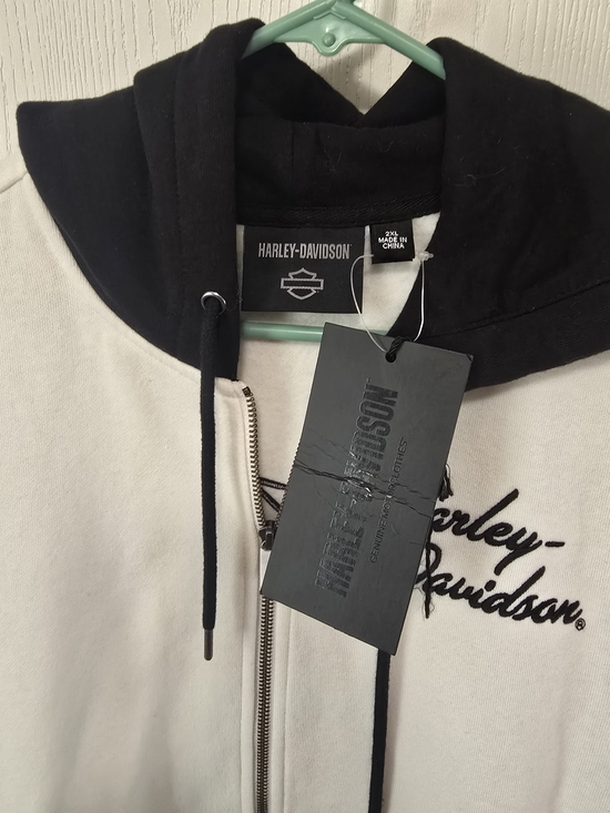 Harley-Davidson Tops - Harley-Davidson Two-Tone Zip Hoodie - Black & Cream